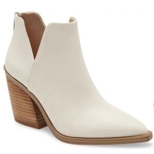 Vince Camuto Gigietta Cream Ankle Booties Genuine Leather Block Heel Western